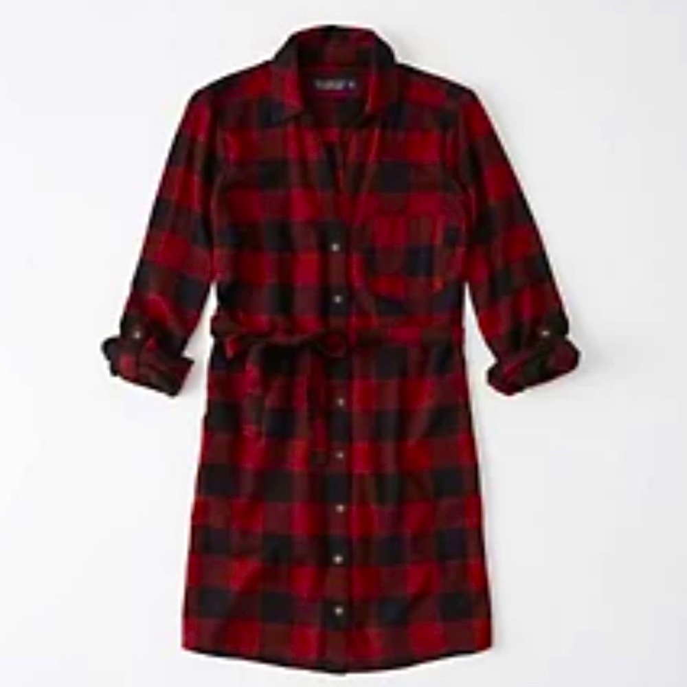 Red Plaid Flannel Abercrombie & Fitch Dress, Size M, EUC